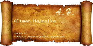 Altman Hajnalka névjegykártya